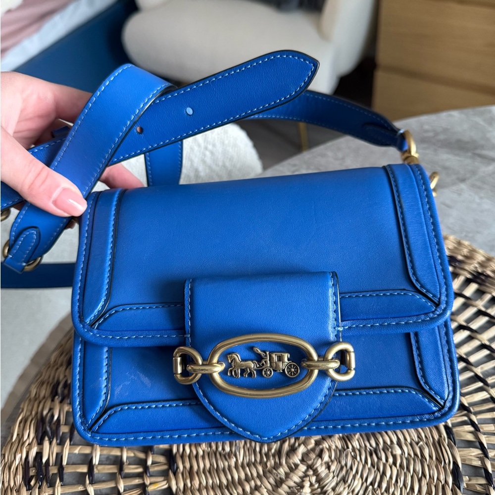 Coach Blue Crossbody Bag with Gold Hardware